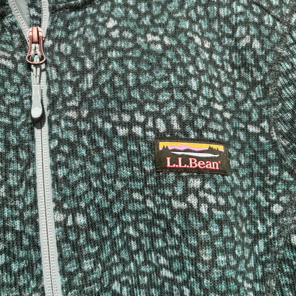 LL Bean Sweater Fleece Full-Zip Jacket Dark Pine Geo Teal Size XL - Picture 5 of 11